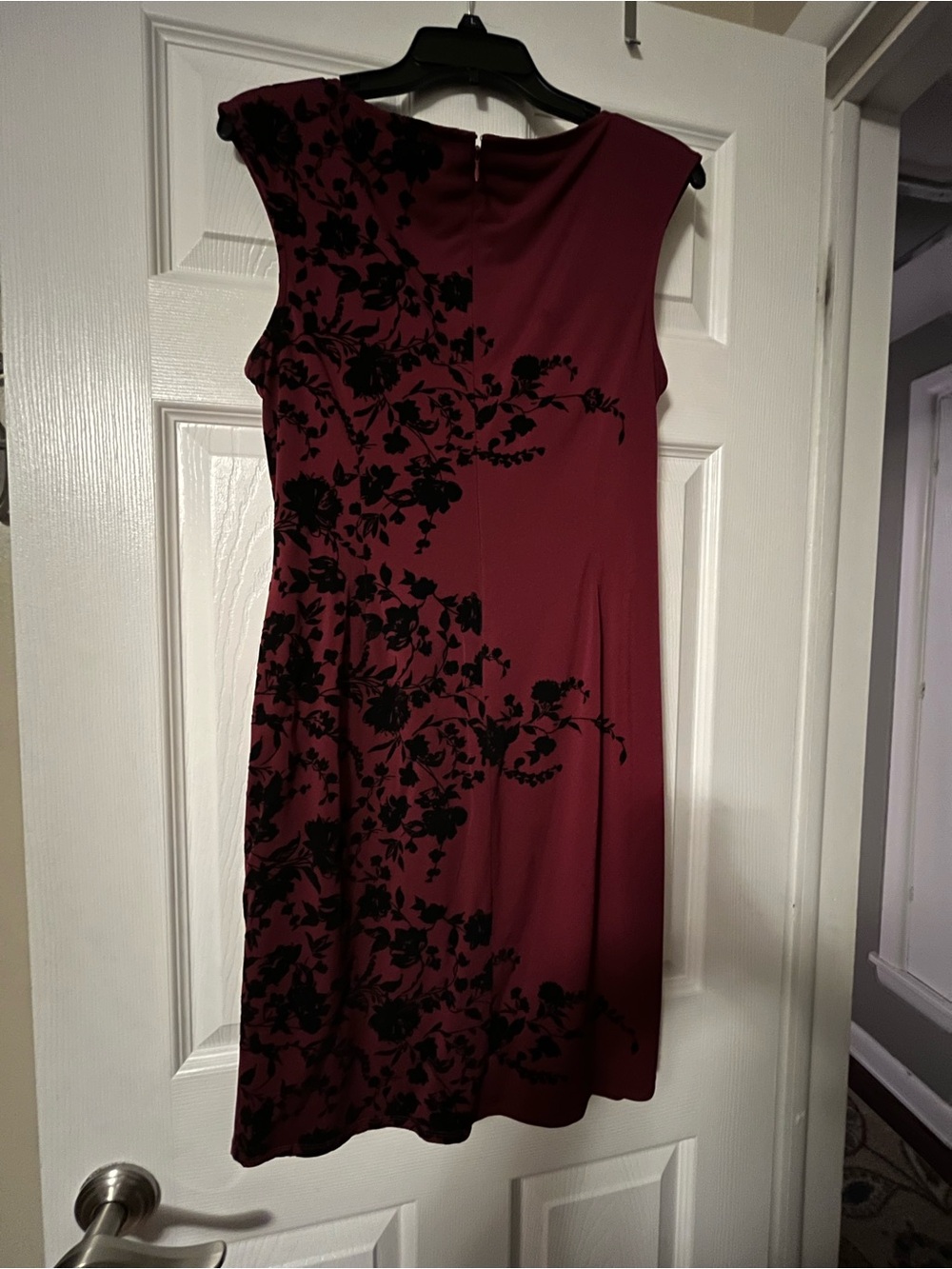 Jessica Howard Burgundy Dress with Black Floral Print